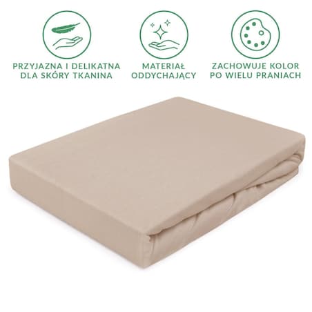 Prześcieradło z bawełny jersey z gumką 120x200 kolor Beż