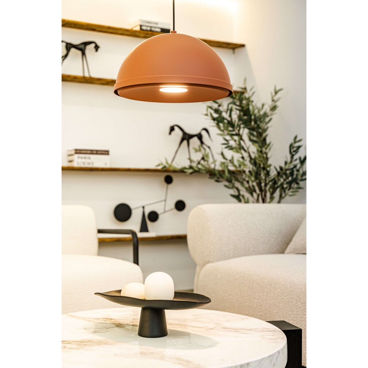 Lampa wisząca aluminiowa Zorania ceglasty brąz Monnarita