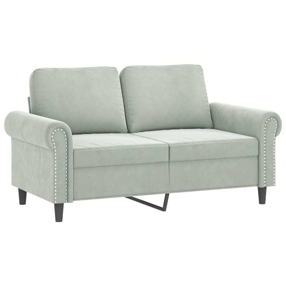 vidaXL 2-osobowa sofa z poduszkami, jasnoszara, 120 cm, aksamit