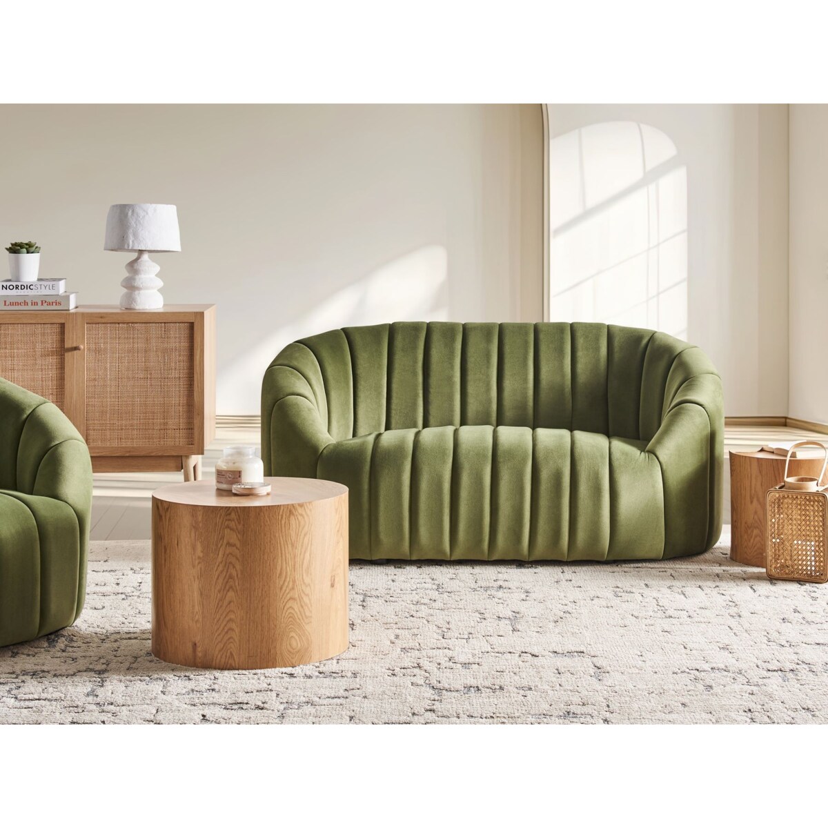 Sofa 2-osobowa welurowa zielona MALUNG