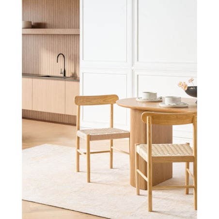 Zestaw 2 krzeseł do jadalni EAGAN Drewno Brązowy/ beżowy