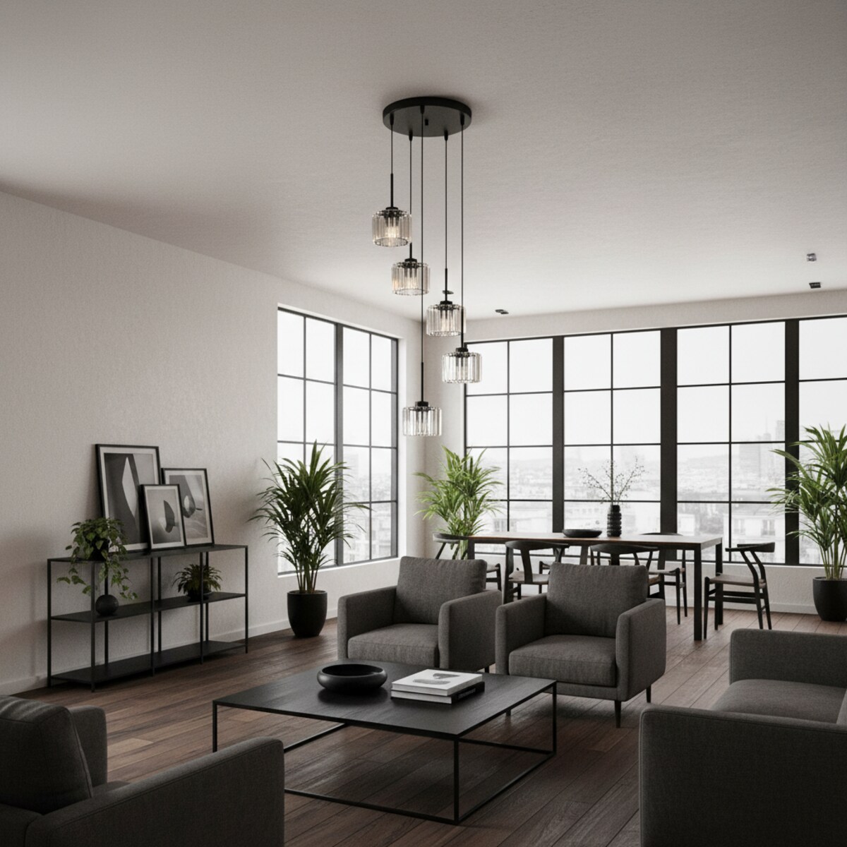 lampa wisząca kaskadowa edylit nowoczesna do salonu