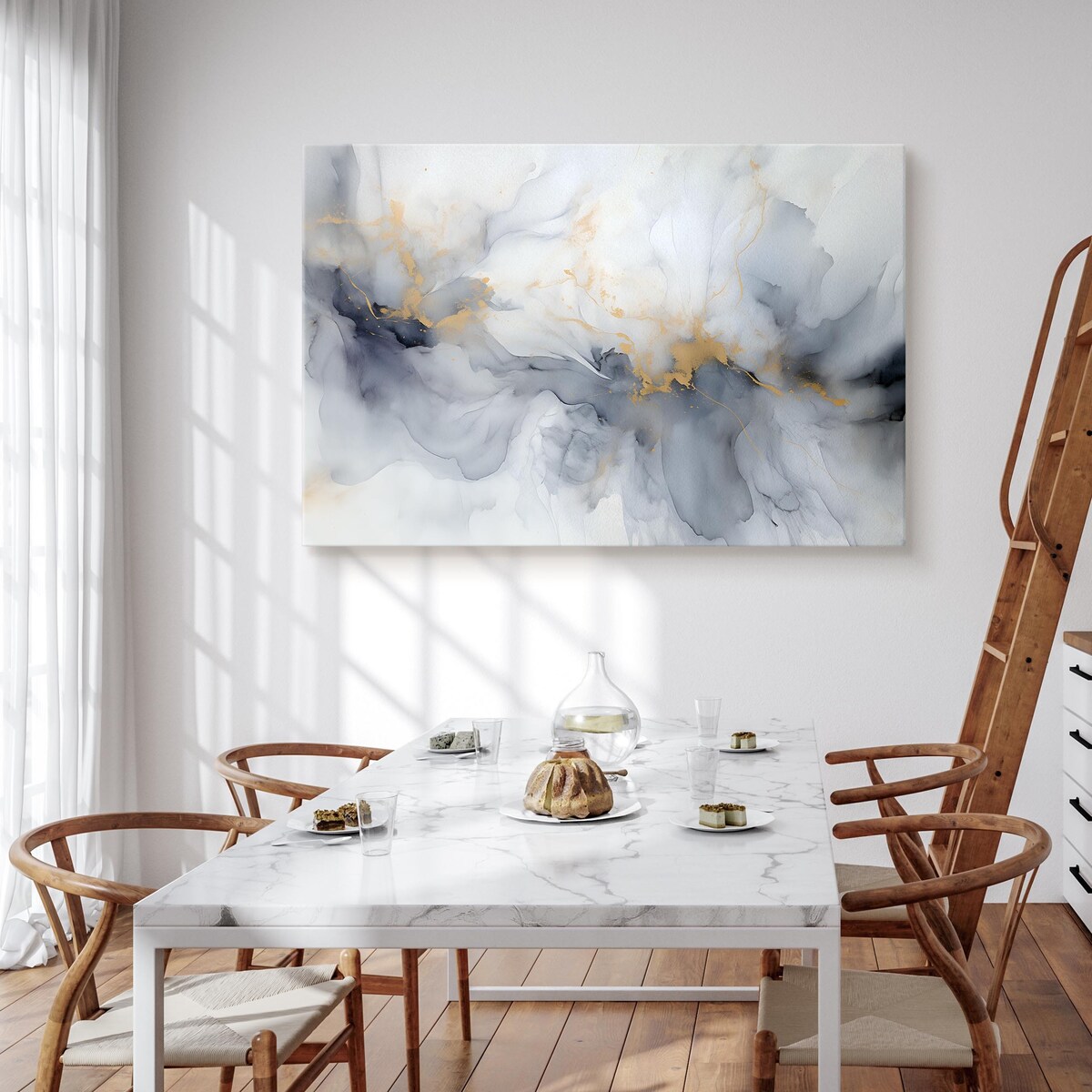 Obraz Na Płótnie Do Sypialni Delikatny MARMUR Abstrakcja Akwarele 90x60cm