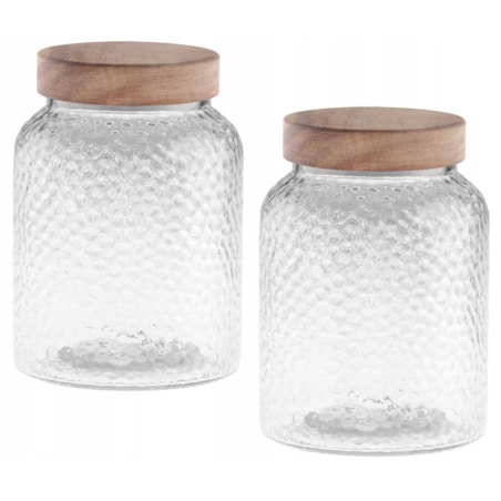 2x słoik POJEMNIK KUCHENNY SZKLANY 0,9 L na mąkę cukier przyprawy drewno