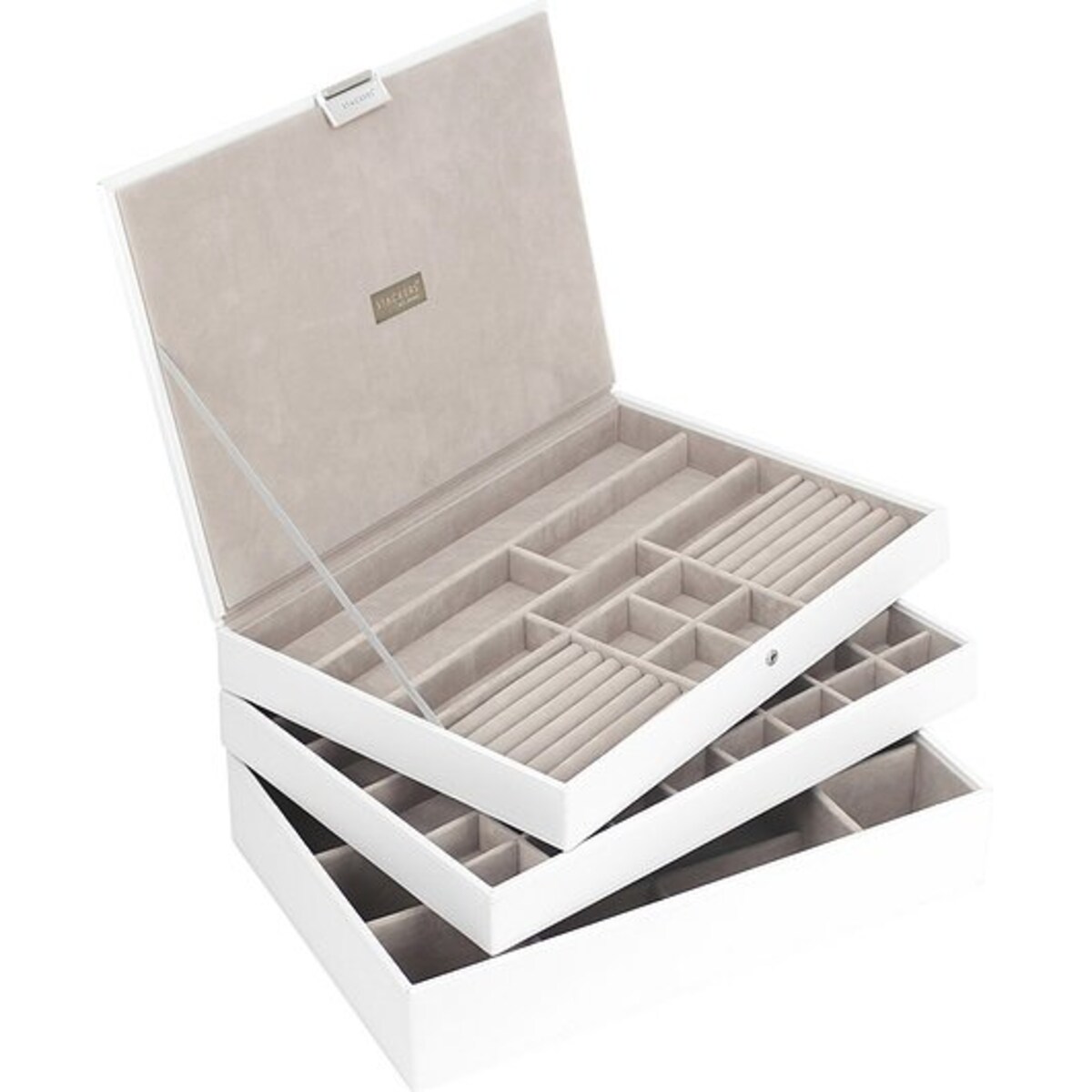 Szkatułka na biżuterię Stackers potrójna supersize biało-beżowa