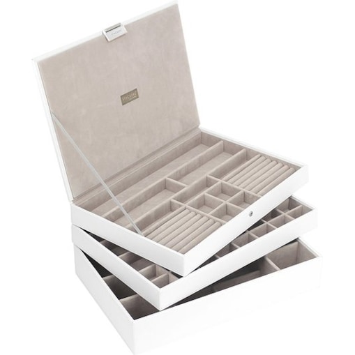 Szkatułka na biżuterię Stackers potrójna supersize biało-beżowa