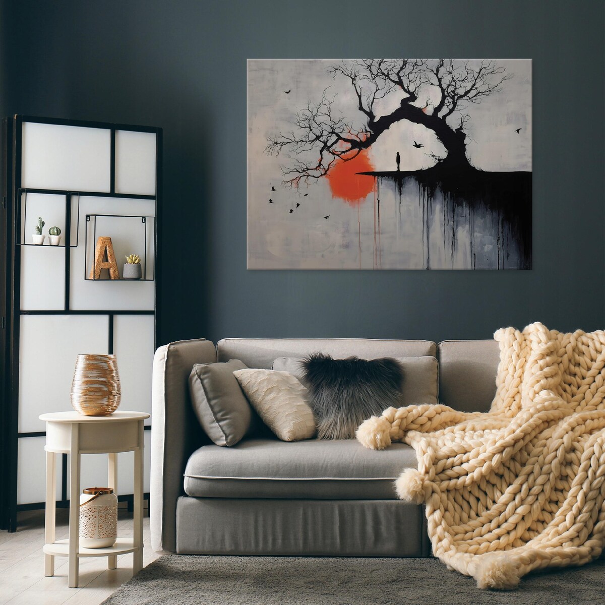 Obraz Do Sypialni Salonu Na Płótnie Abstrakcja Beton Czarny 60x40