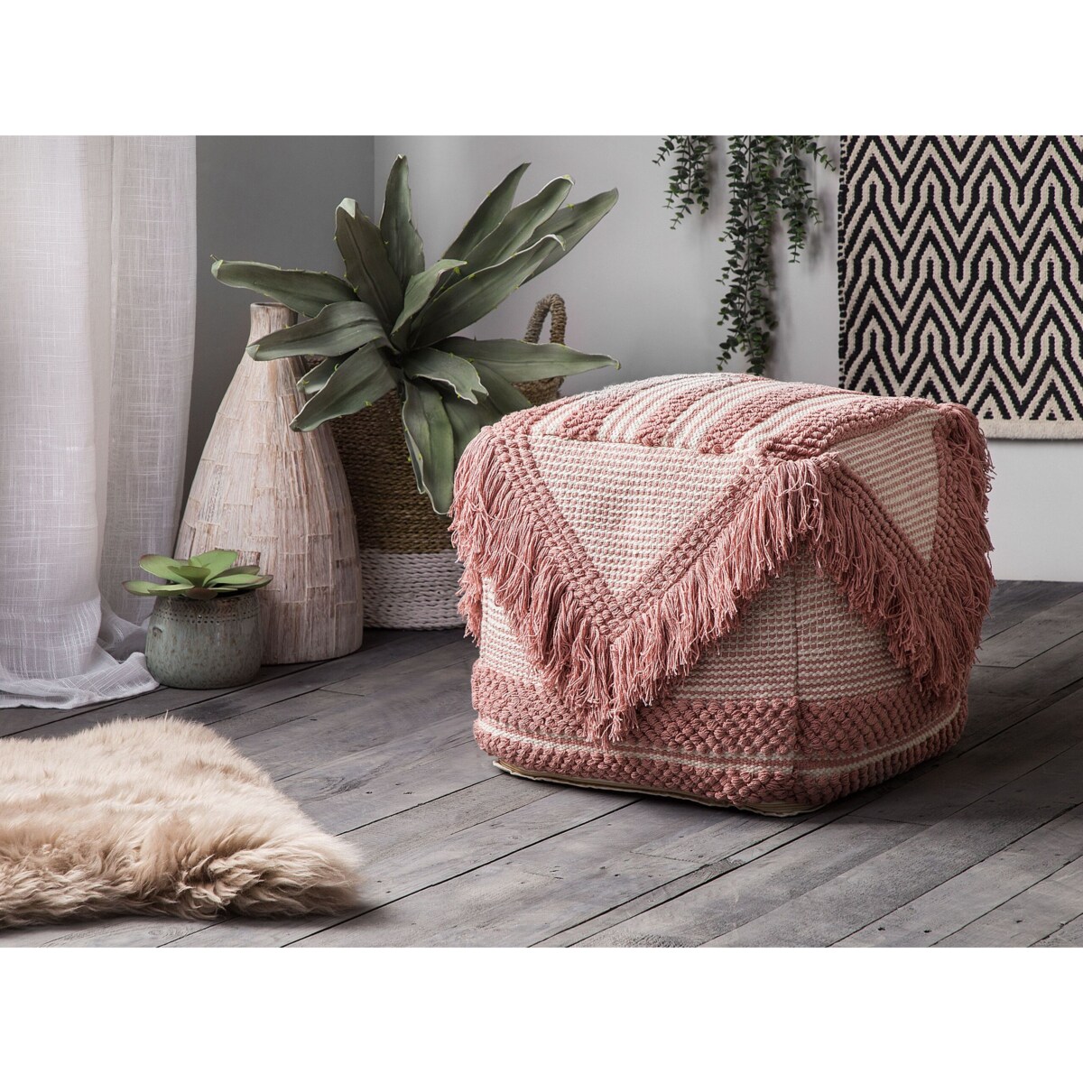 Puf 44 x 40 x 40 cm różowy KOCHI