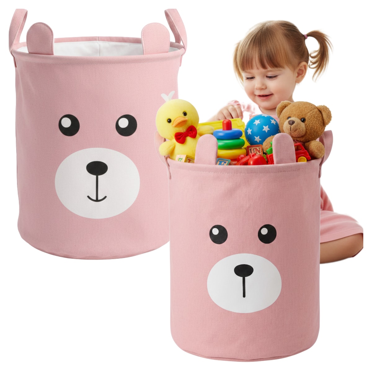 Kosz na zabawki klocki zamykany ze ściągaczem duży XXL organizer pojemnik