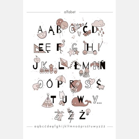 Plakat dla dzieci Alfabet boho 4 50x70