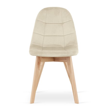 Krzesło Do Jadalni Kuchni Salonu Bora - Beż Aksamit, 3 Sztuki