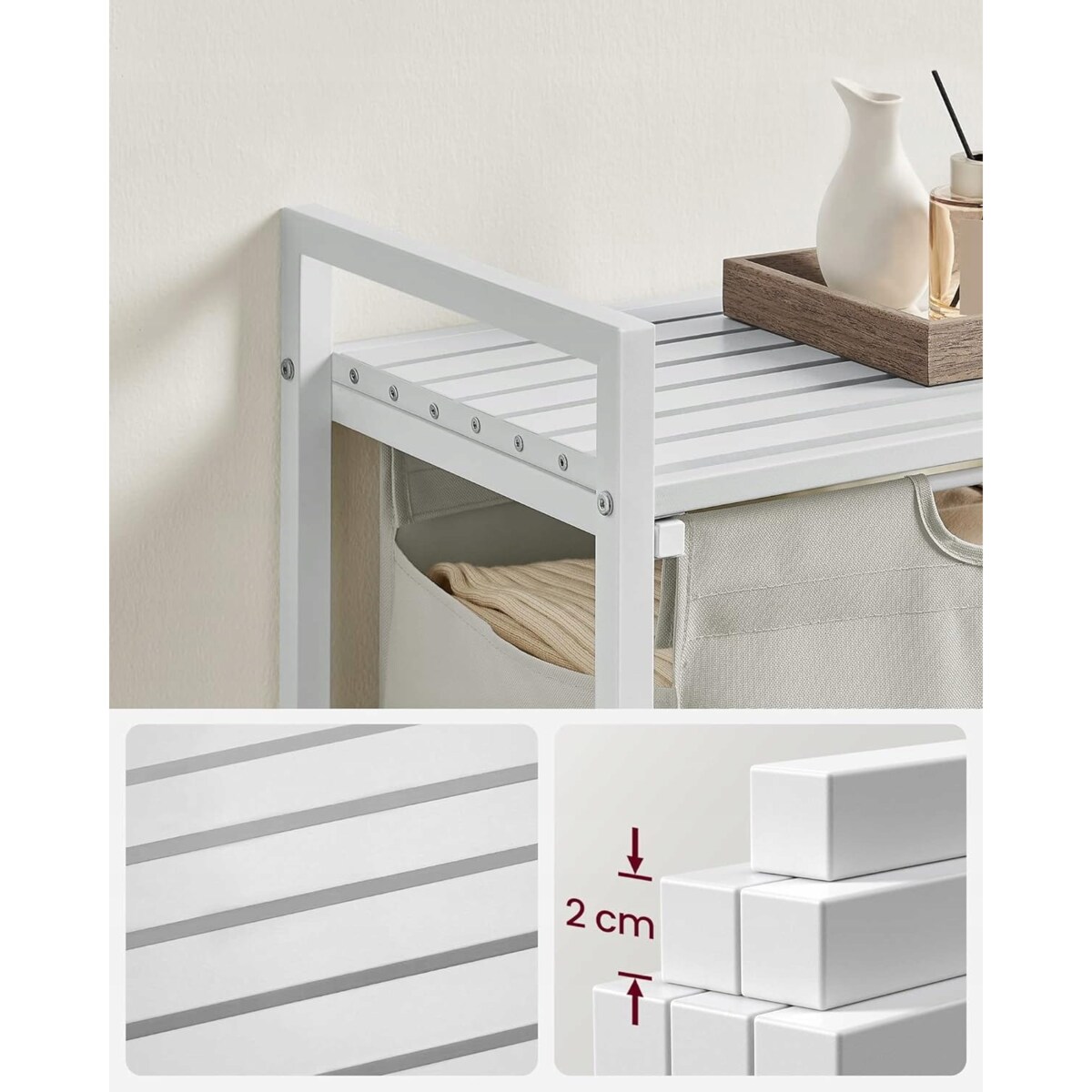 Szafka Łazienkowa Kosz Na Pranie Pojemnik Na Ręczniki Biały