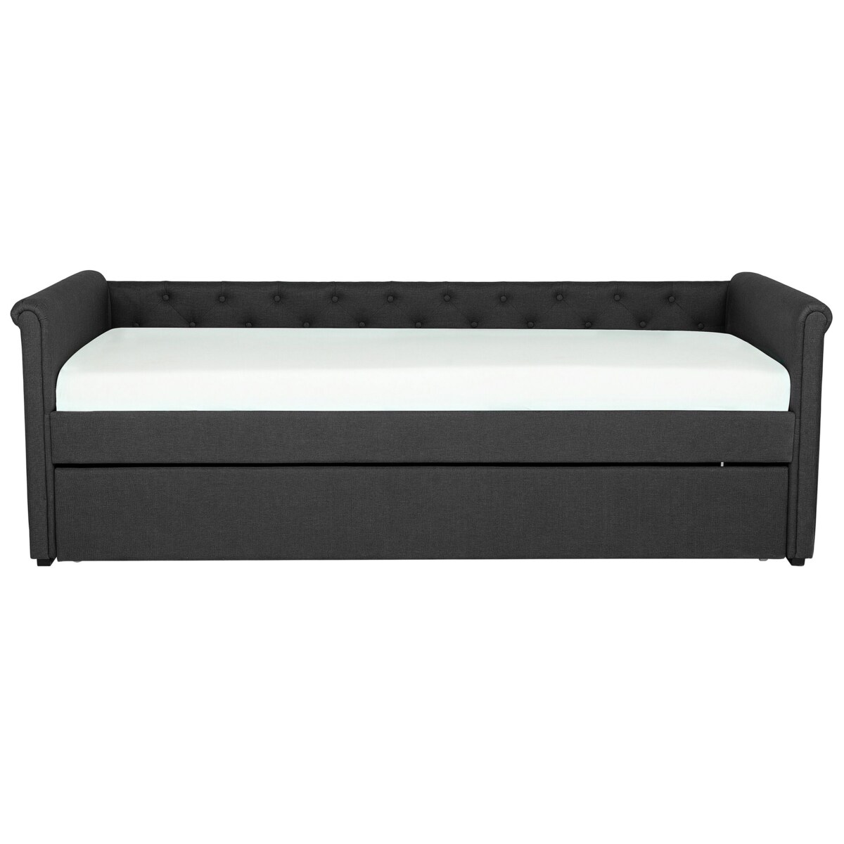 Łóżko wysuwane tapicerowane 80 x 200 cm ciemnoszare LIBOURNE