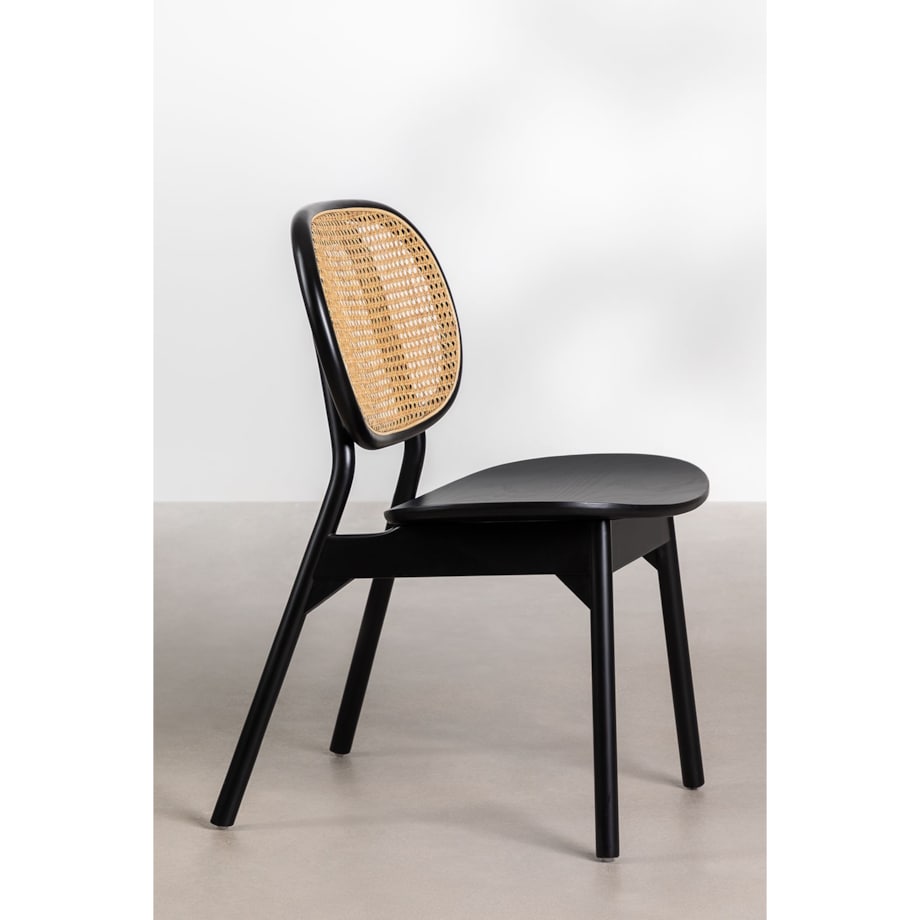 Krzesło drewniane z plecionką wiedeńską czarne Mulno