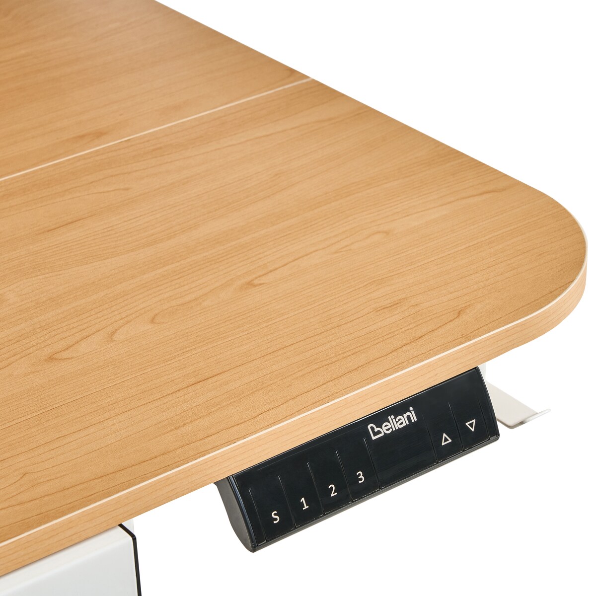 Biurko regulowane elektrycznie WILBANKS Jasny brąz/ biały 120 cm 60 cm Z portem USB
