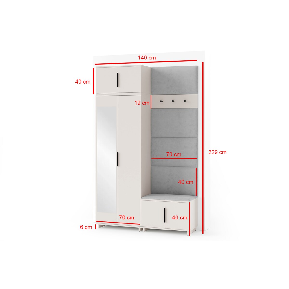 Beżowa garderoba Napoli wersja 4 panele Trinity 30