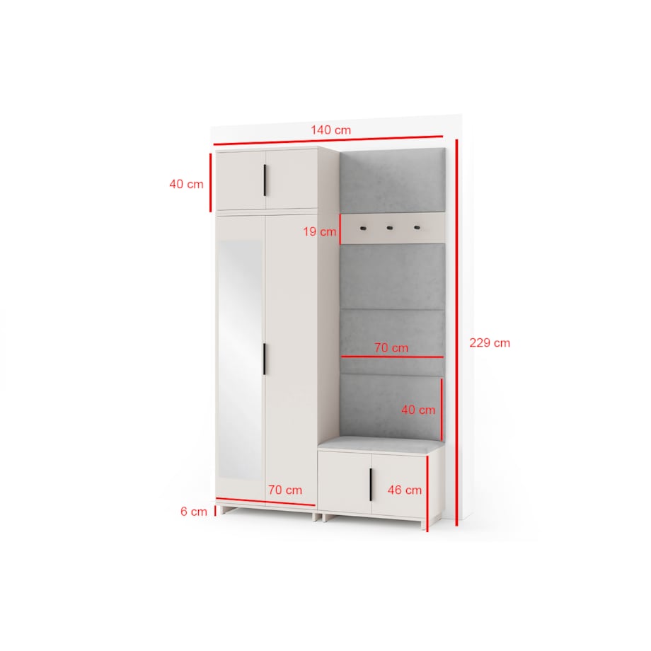 Beżowa garderoba Napoli wersja 4 panele Trinity 30