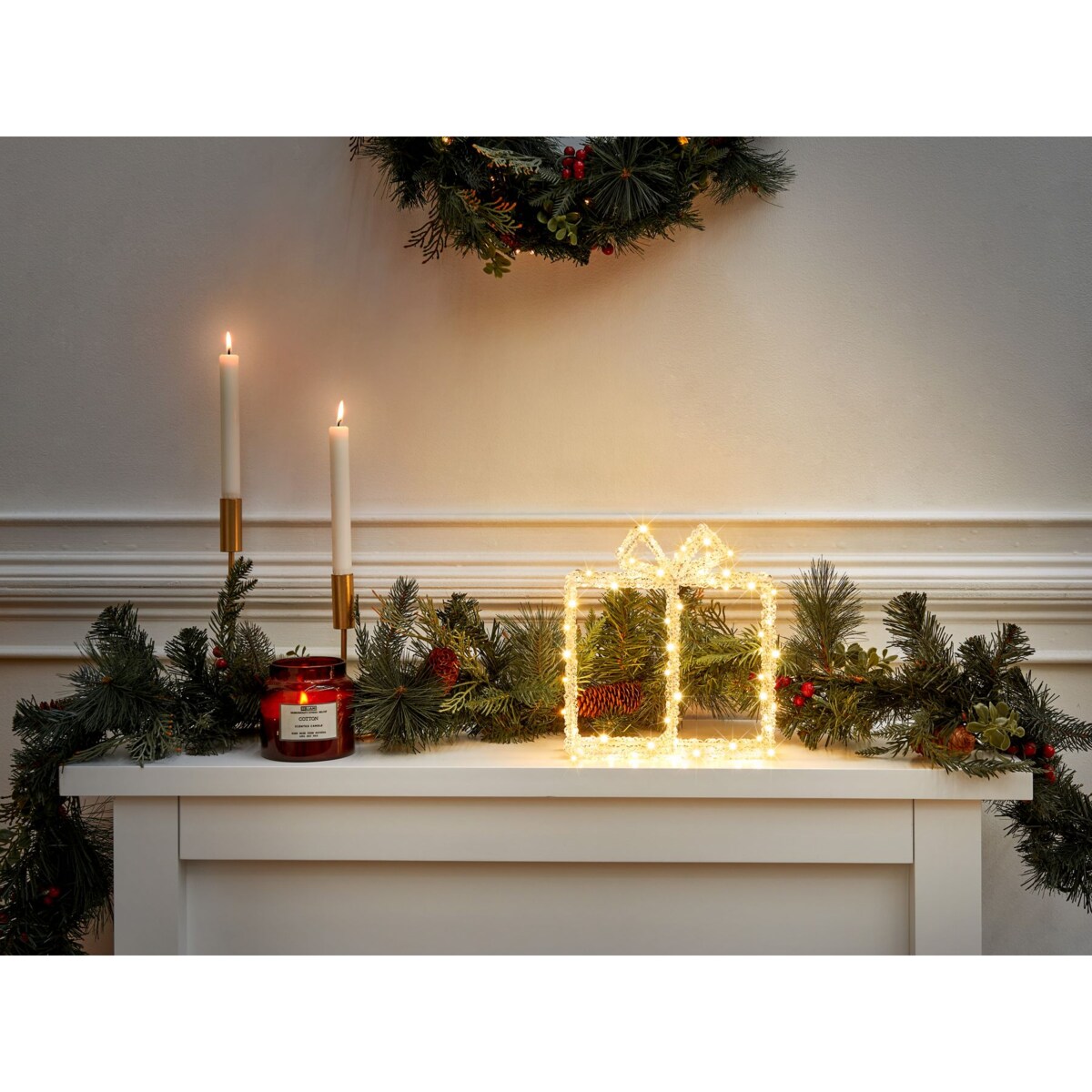 Dekoracja ogrodowa LED prezent świąteczny 25 cm biały KEMI