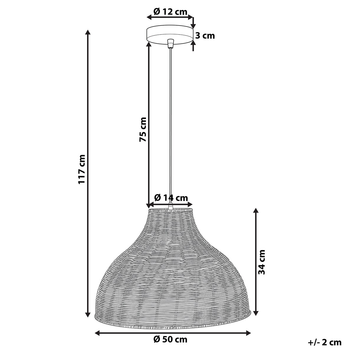 Lampa wisząca MILLIAN Rattan Jasnobrązowy