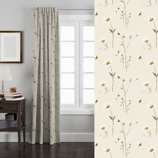 Zasłona SPRING wzór SP25 | stokrotki - 150 x 260 cm