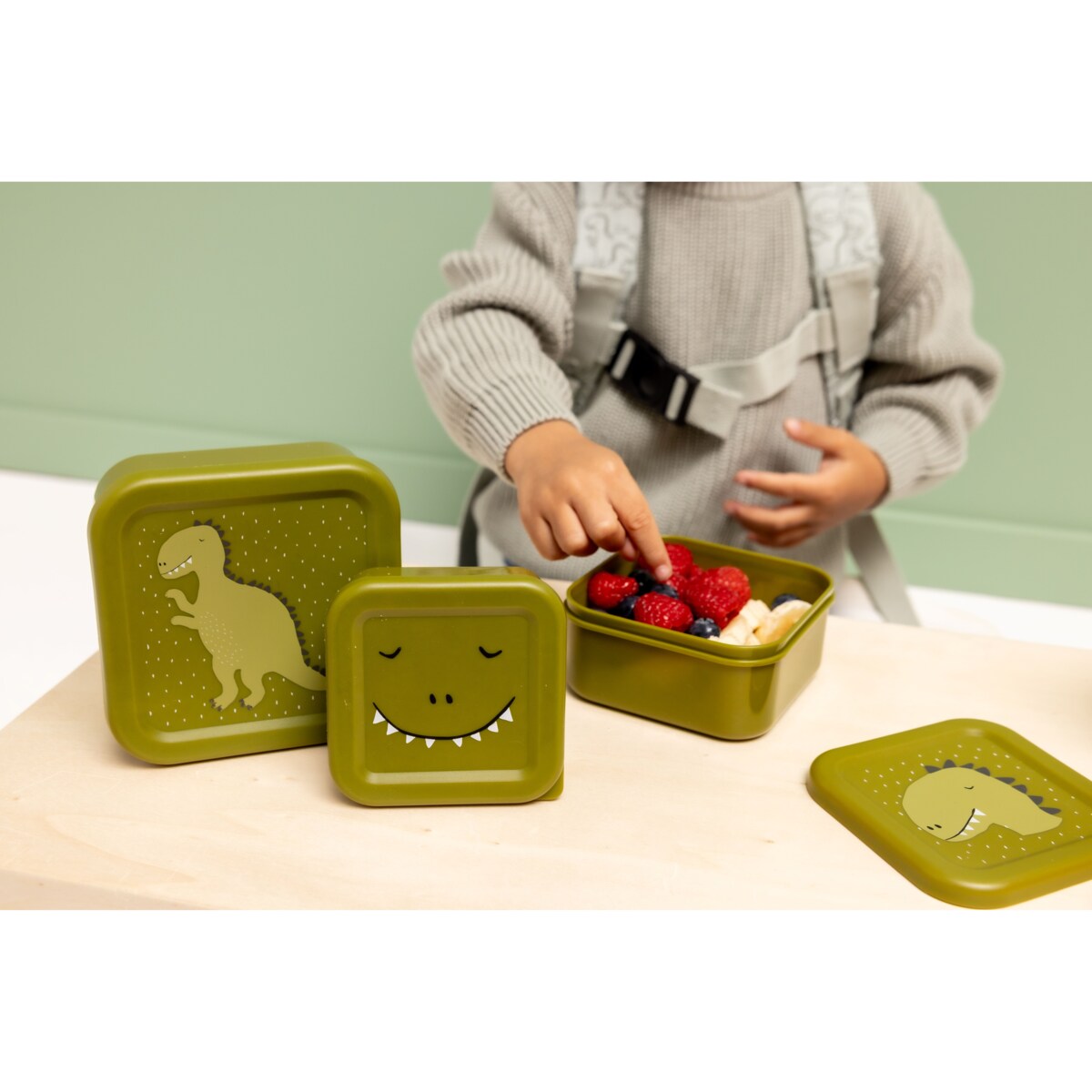 Zestaw pojemników na przekąski 3 szt. – Dinozaur Trixie Baby