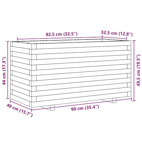 vidaXL Donica ogrodowa, biała, 90x40x49,5 cm, lite drewno sosnowe