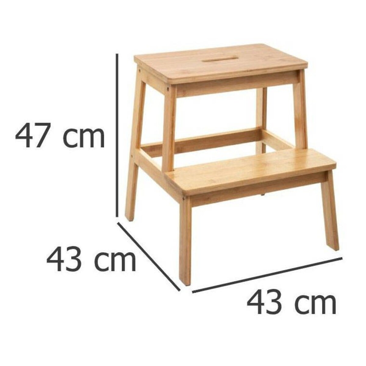 Taboret, stołek 2-stopniowy, bambusowy, pomocnik, drabinka
