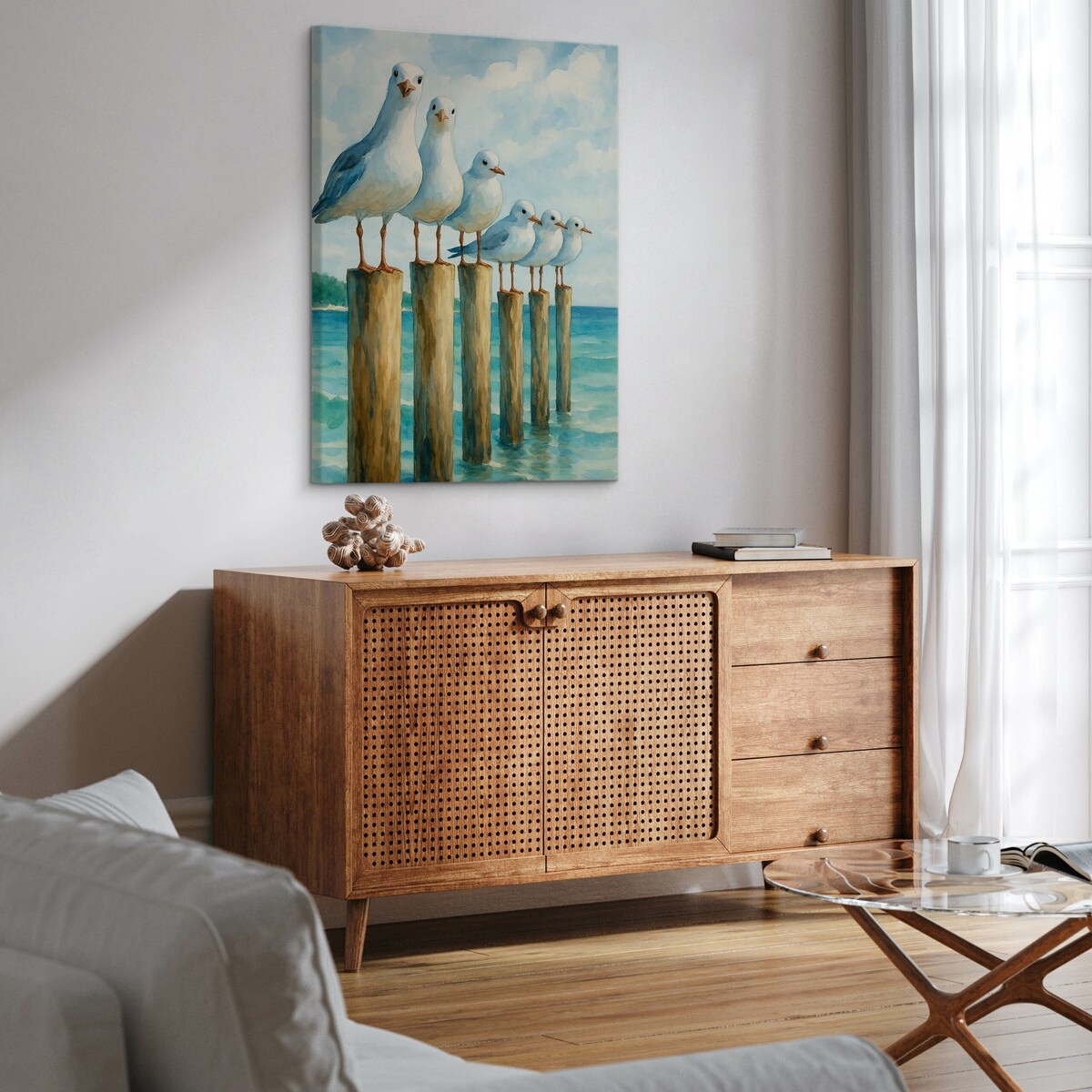 Obraz Na Płótnie Malowane Mewy 70x100cm