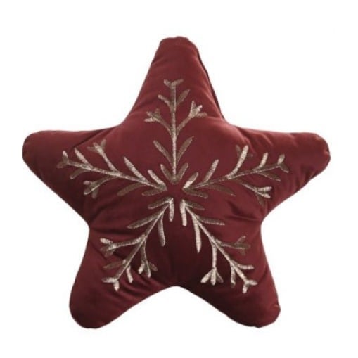 Poduszka świąteczna 37x35x8 cm GWIAZDA Pięcioramienna bordo