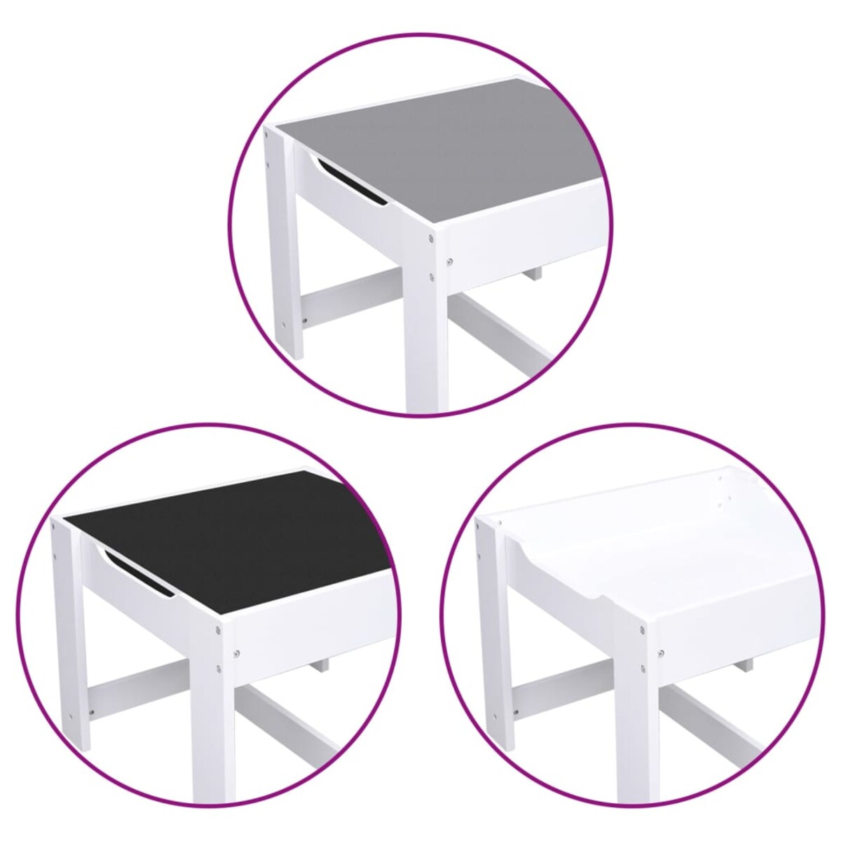 vidaXL Stolik dla dzieci z 2 krzesłami, biały, MDF