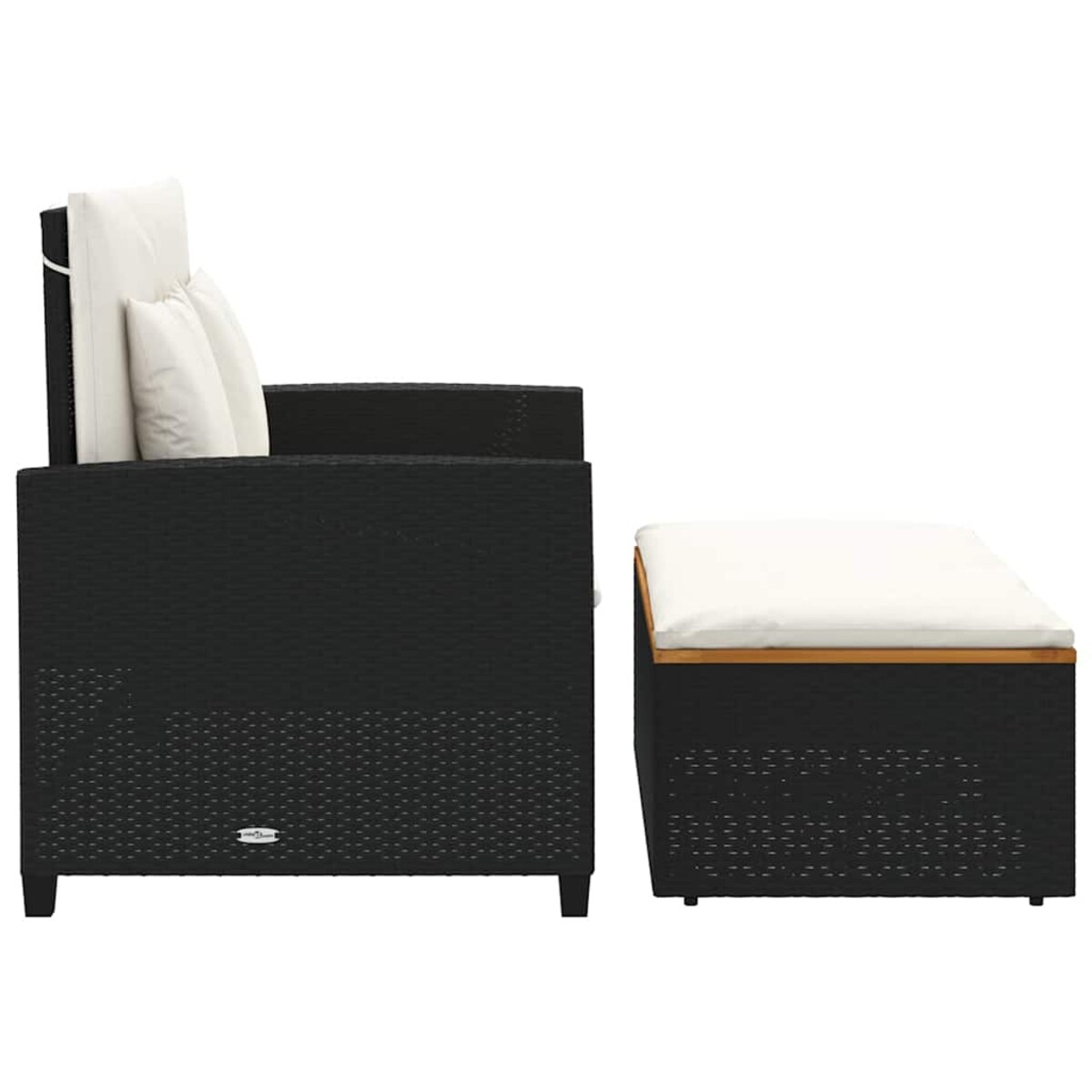vidaXL Sofa ogrodowa z poduszkami, 2-os., czarna, rattan PE i akacja