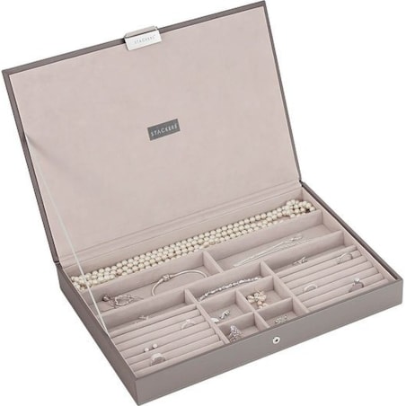Szkatułka na biżuterię Stackers supersize szaro-beżowa z pokrywką