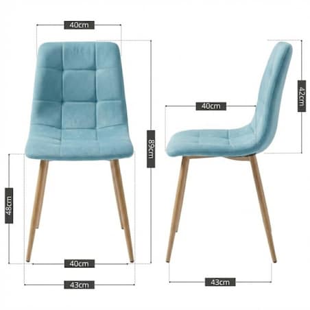 Krzesło tapicerowane do salonu welurowe turkusowe pikowane