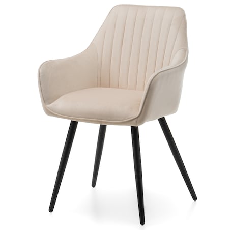 Krzesło tapicerowane pikowane welurowe do salonu jadalni nowoczesne PASSO beżowe