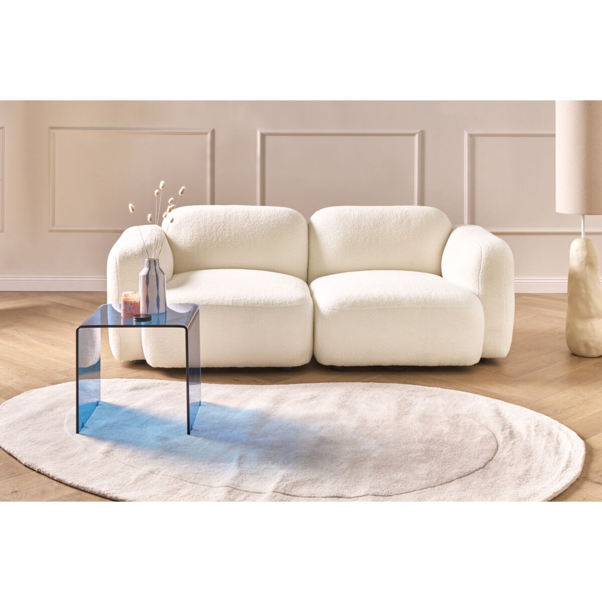 Sofa dla 3 osób AFOSS Boucle Złamana biel