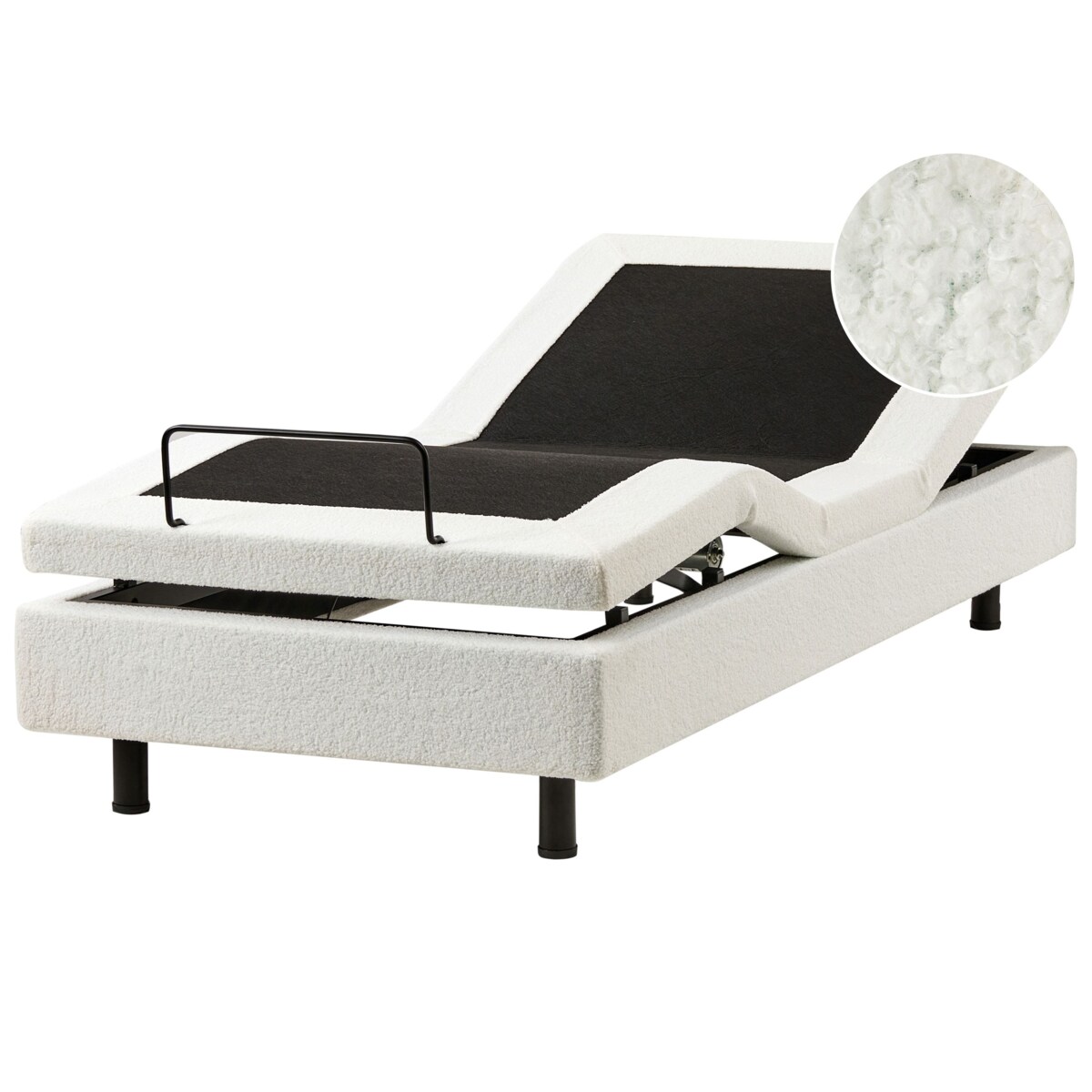 Łóżko regulowane bez zagłówka Boucle DUKE 90 x 200 cm Złamana biel