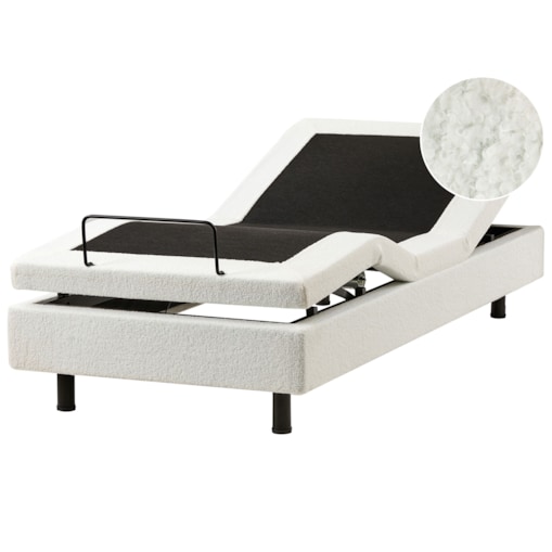Łóżko regulowane bez zagłówka Boucle DUKE 90 x 200 cm Złamana biel