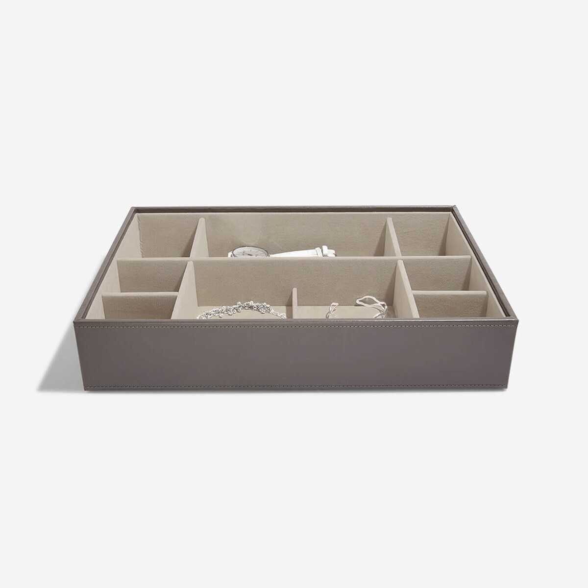 Szkatułka na biżuterię Stackers 11 komorowa supersize szaro-beżowa