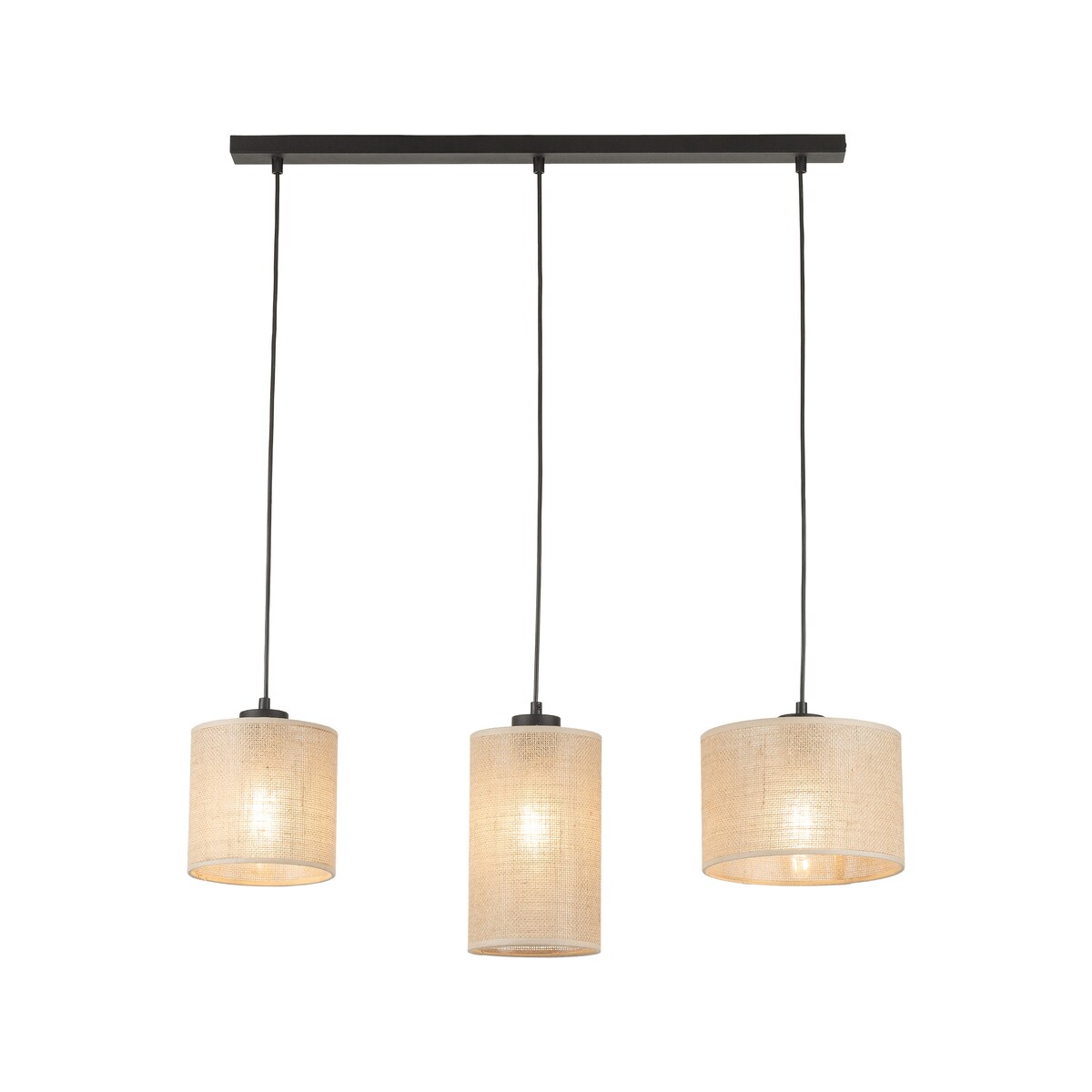 Lampa wisząca JUTA 4954 TK Lighting 3xE27 czarna z jutą regulowana vintage do salonu i jadalni