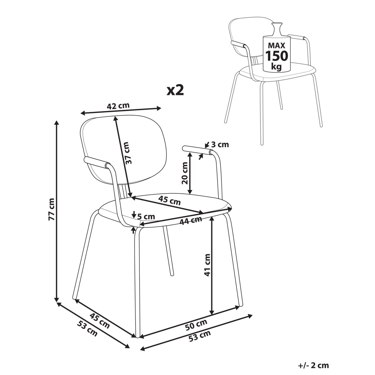 Zestaw 2 krzeseł do jadalni CARILLE Szenil Jasnobeżowy