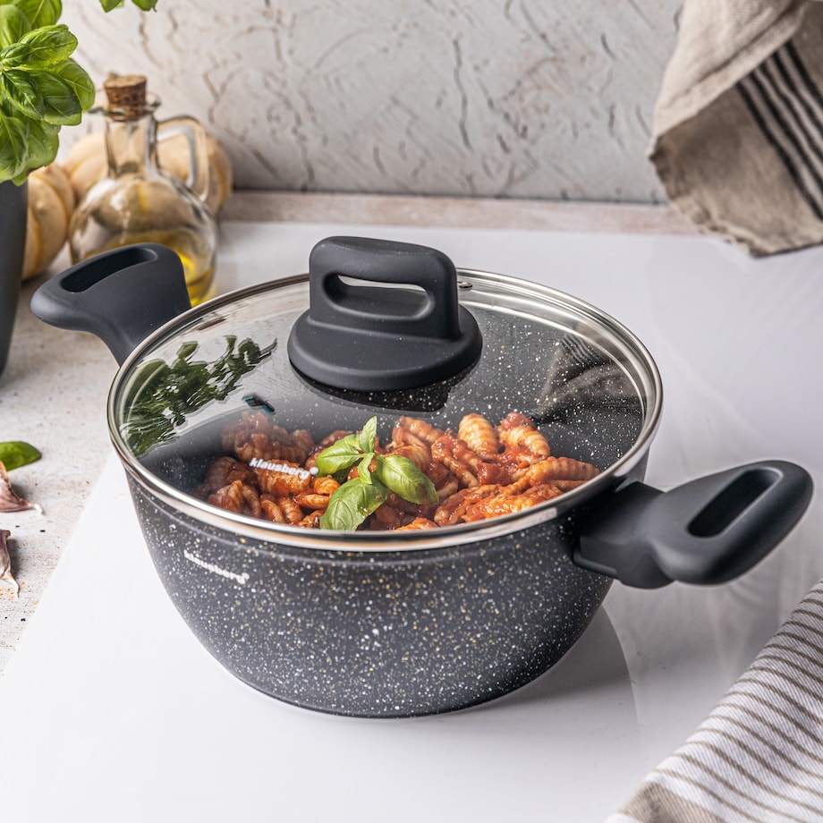 Garnek z powłoką marmurową czarny indukcja gaz 20cm 2.3L KLAUSBERG