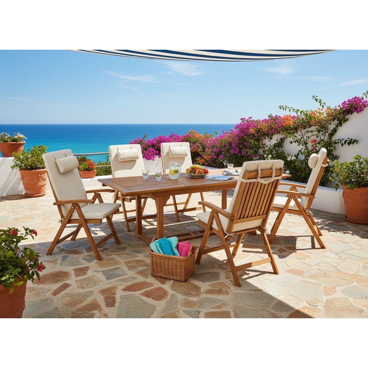 Zestaw 6 poduszek ogrodowych JAVA/AMANTEA PREMIUM 50 x 70 cm Jasnobeżowy