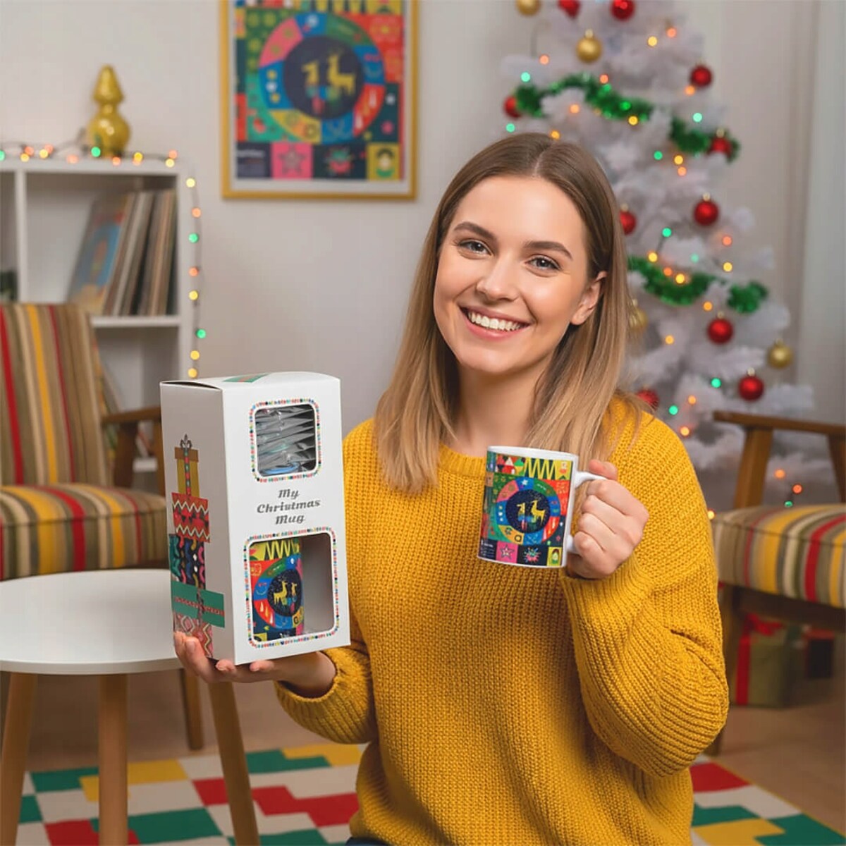 ŚWIĄTECZNY ZESTAW 10 SMAKÓW HERBAT "MY GLOSSY CHRISTMAS" + KUBEK - PREZENT UPOMINEK NA MIKOŁAJA ŚWIĘTA GWIAZDKĘ BOŻE NARODZENIE POD CHOINKĘ DLA KOBIETY FACETA