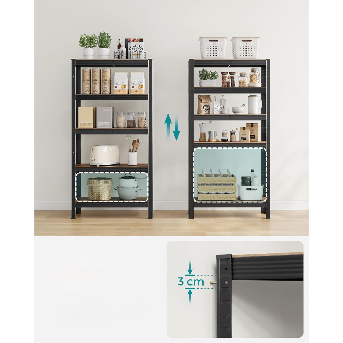 REGAŁ do salonu na książki 5 PÓŁEK, RUSTYKALNY