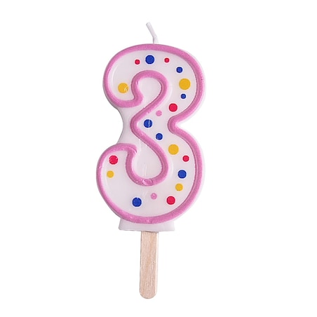 PME Świeczka cyfra 3, różowy