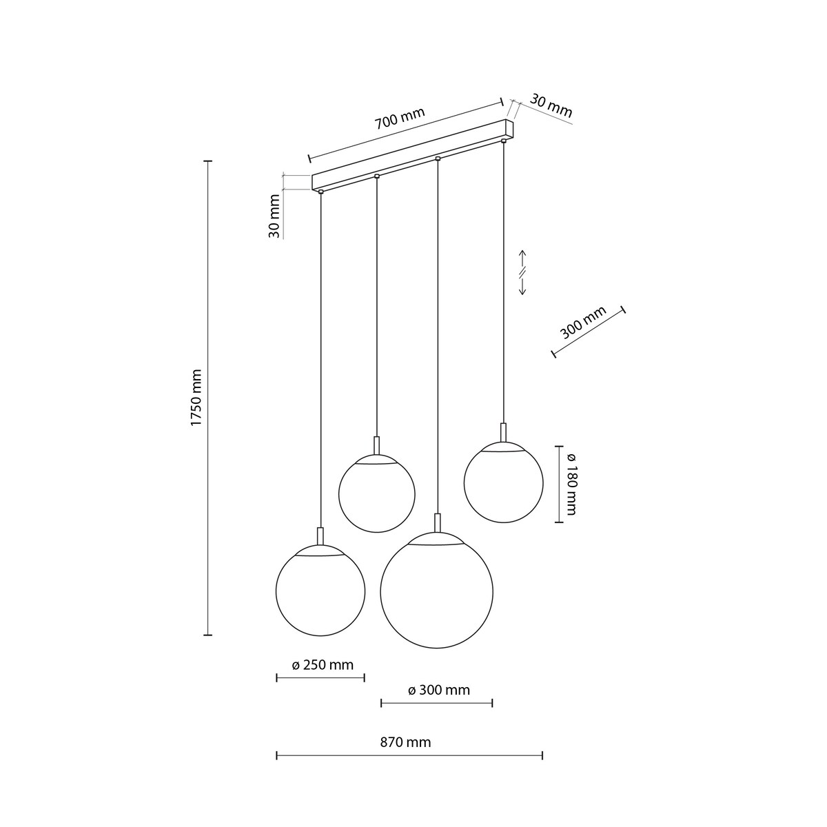 Lampa wisząca TK Lighting ESME WHITE 4790, 4xE27, regulowana wysokość, nowoczesna nad stół i wyspę kuchenną
