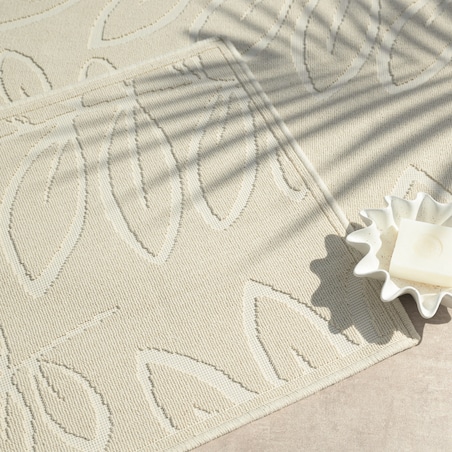 Dywanik łazienkowy Lino 50x80 cm bawełniany roślinny beżowy