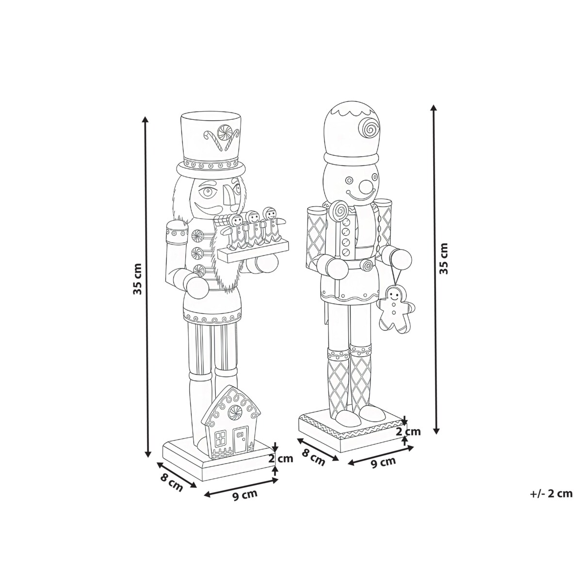 Zestaw 2 figurek dekoracyjnych GRANSJON Dziadek do orzechów 35 cm Pomarańczowy