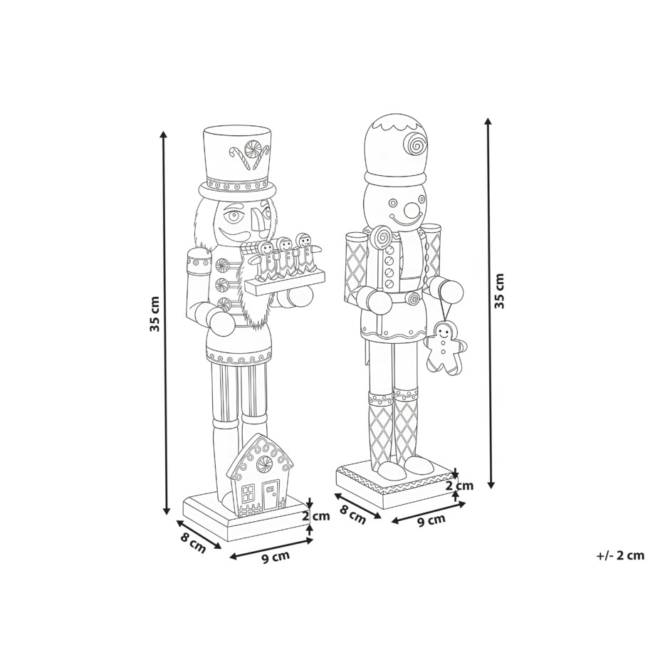 Zestaw 2 figurek dekoracyjnych GRANSJON Dziadek do orzechów 35 cm Pomarańczowy