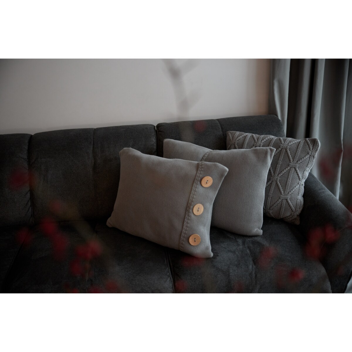 Poszewka brytyjska kwadratowa szara, 50 x 50 cm, La Manta